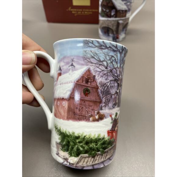 Vtg LENOX for the Holidays Mugs Set Of 4 AMERICAN CHRISTMAS 4 1/2" - Picture 2 of 15